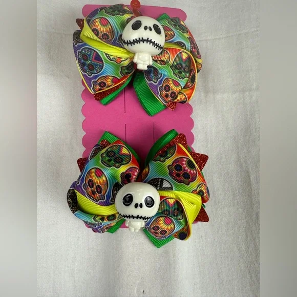 HanMade Colorful Skull Hair Bows - Picture 1 of 2